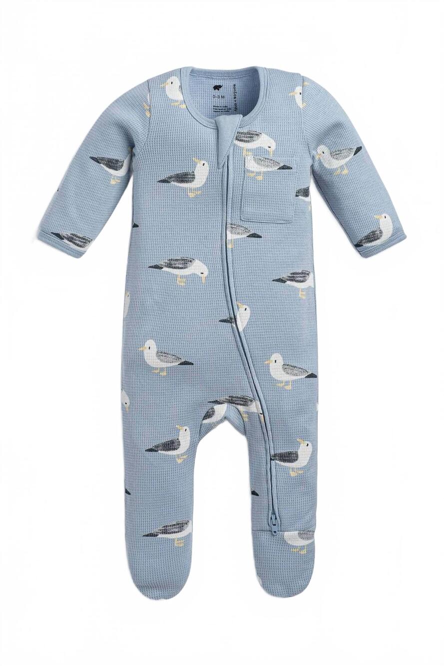 NEW MONICA + ANDY kids' zipper one-piece in soaring seagulls